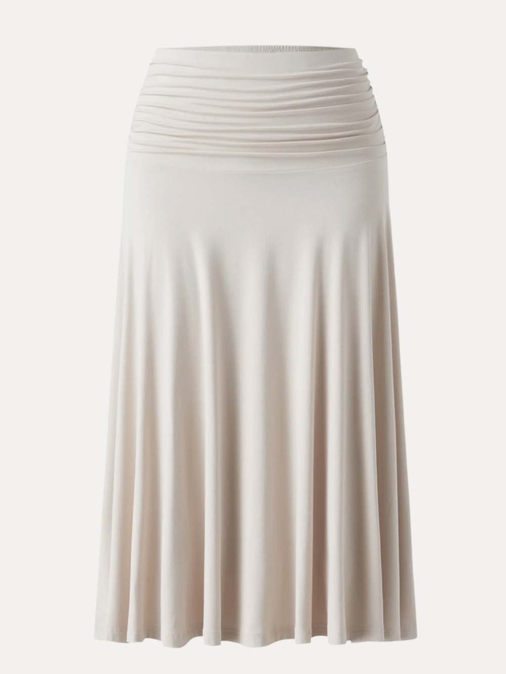OGL | Eco-SkinKiss® Flowy Side A-line Ruched Midi Skirt Fog | XS New with Tags